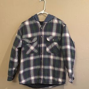 Plaid Hooded Jacket with Chest Pockets